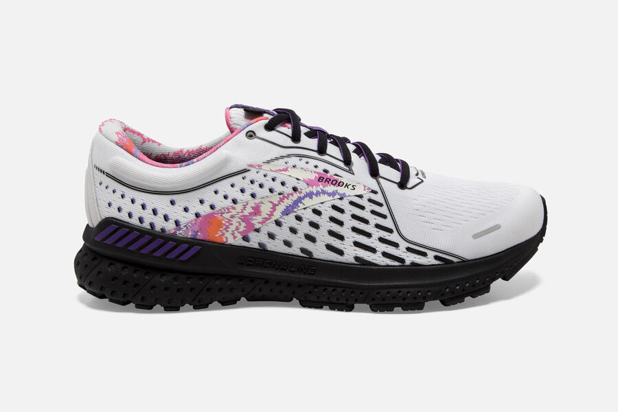 Brooks Adrenaline GTS 21 Road Running Shoes - Mens - White/Black/Purple - FO5947802